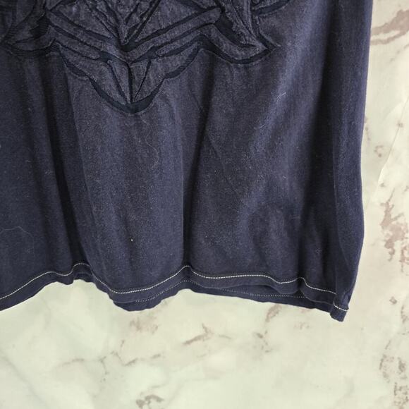 Anthropologie Top Womens Small Navy Blue Tank Racerback Lace Leifnotes - Picture 4 of 9